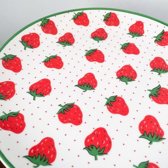 SOLD Vintage Japanese Porcelain Strawberry Cake Stand 10in - Picture 2 of 8